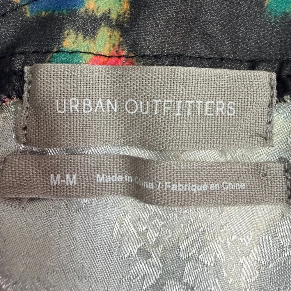Urban Outfitters Romper Shorts Medium‎ Black Floral NWOT Satin Chiffon Sleeve